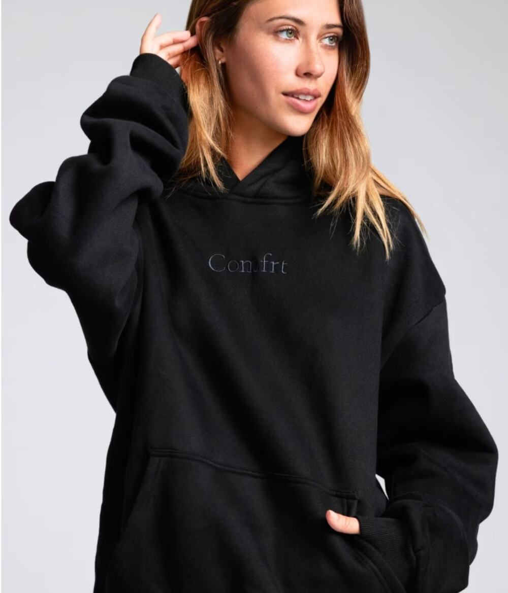 Comfrt Signature Fit Embroidered Logo Fleece Pullover Hoodie Sweatshirt Black 2X